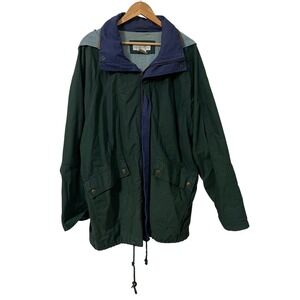 VINTAGE Paris Sport Club Parka Jacket Mens Size M Green Blue Denim Y2K Utility